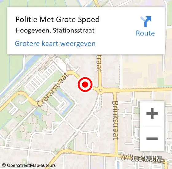 Locatie op kaart van de 112 melding: Politie Met Grote Spoed Naar Hoogeveen, Stationsstraat op 11 oktober 2021 12:03