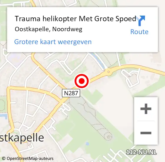 Locatie op kaart van de 112 melding: Trauma helikopter Met Grote Spoed Naar Oostkapelle, Noordweg op 11 oktober 2021 12:13