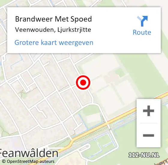 Locatie op kaart van de 112 melding: Brandweer Met Spoed Naar Veenwouden, Ljurkstrjitte op 11 oktober 2021 12:20