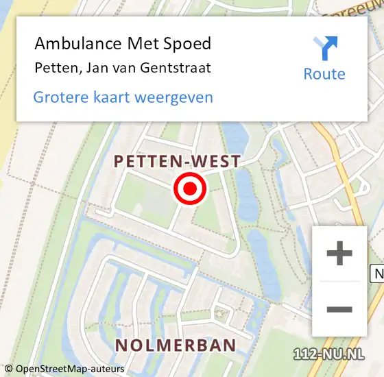 Locatie op kaart van de 112 melding: Ambulance Met Spoed Naar Petten, Jan van Gentstraat op 11 oktober 2021 12:29