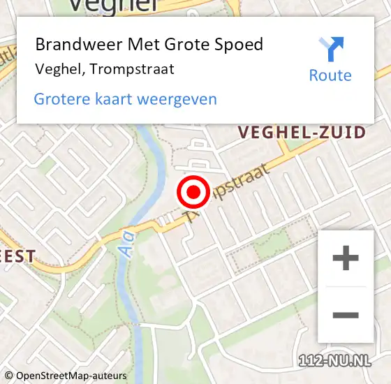 Locatie op kaart van de 112 melding: Brandweer Met Grote Spoed Naar Veghel, Trompstraat op 11 oktober 2021 13:14