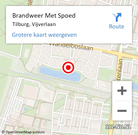 Locatie op kaart van de 112 melding: Brandweer Met Spoed Naar Tilburg, Vijverlaan op 11 oktober 2021 13:15