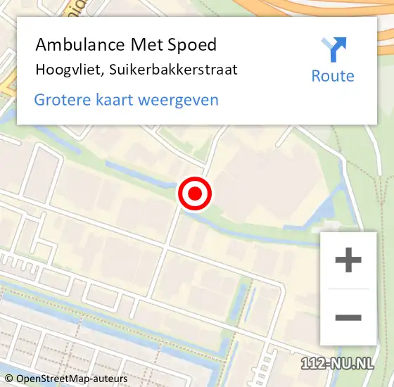 Locatie op kaart van de 112 melding: Ambulance Met Spoed Naar Hoogvliet, Suikerbakkerstraat op 11 oktober 2021 13:17