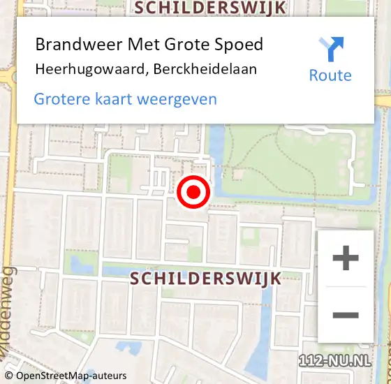 Locatie op kaart van de 112 melding: Brandweer Met Grote Spoed Naar Heerhugowaard, Berckheidelaan op 25 juni 2014 18:02