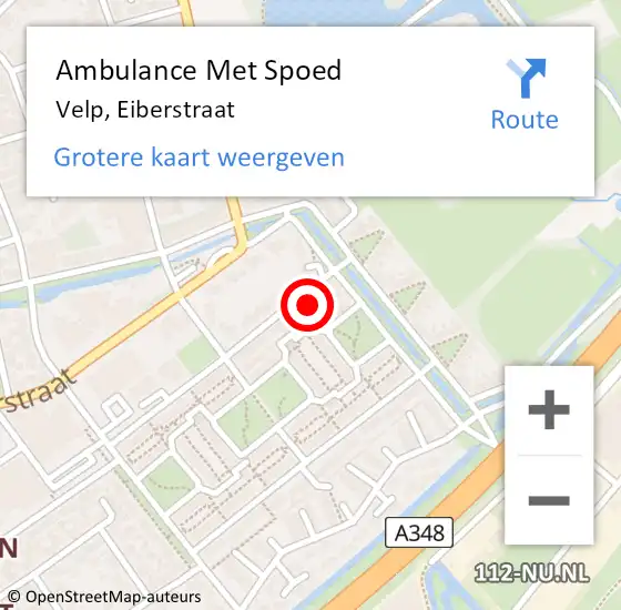 Locatie op kaart van de 112 melding: Ambulance Met Spoed Naar Velp, Eiberstraat op 11 oktober 2021 13:33