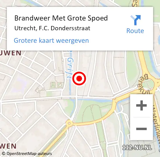 Locatie op kaart van de 112 melding: Brandweer Met Grote Spoed Naar Utrecht, F.C. Dondersstraat op 11 oktober 2021 13:39