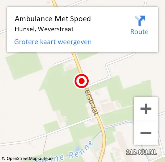 Locatie op kaart van de 112 melding: Ambulance Met Spoed Naar Hunsel, Weverstraat op 11 oktober 2021 13:55