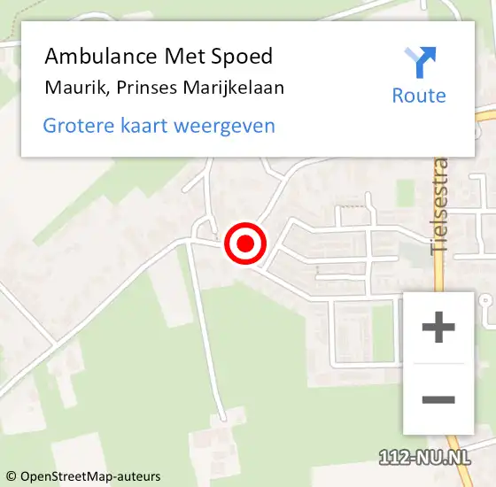 Locatie op kaart van de 112 melding: Ambulance Met Spoed Naar Maurik, Prinses Marijkelaan op 6 oktober 2013 10:11