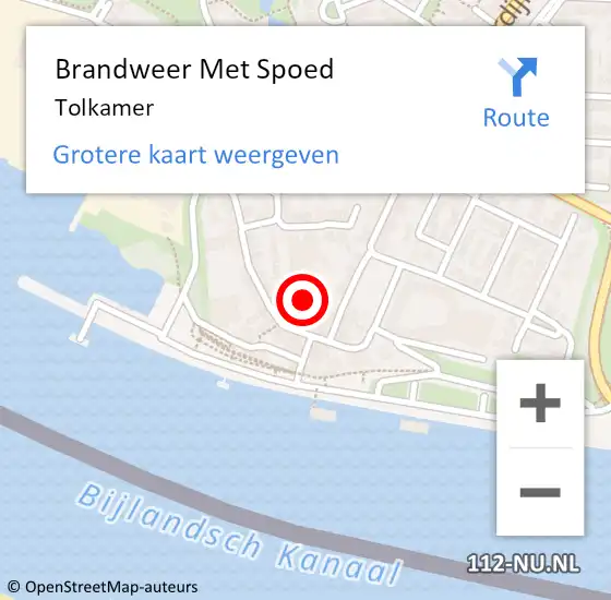 Locatie op kaart van de 112 melding: Brandweer Met Spoed Naar Tolkamer op 11 oktober 2021 14:14