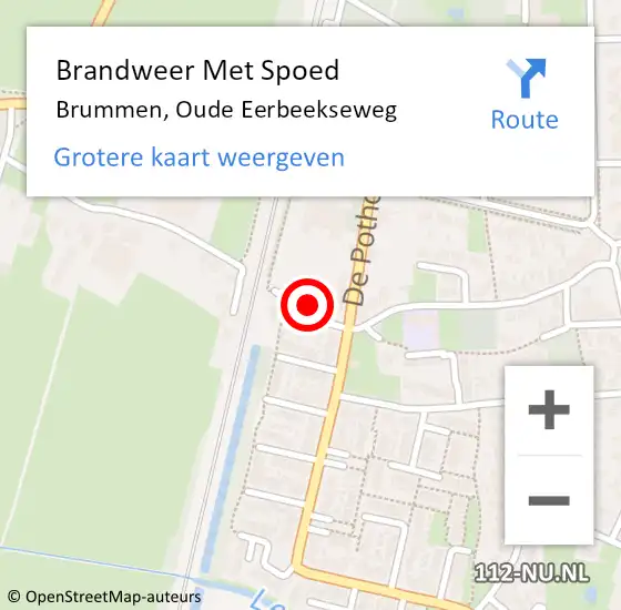 Locatie op kaart van de 112 melding: Brandweer Met Spoed Naar Brummen, Oude Eerbeekseweg op 11 oktober 2021 14:23