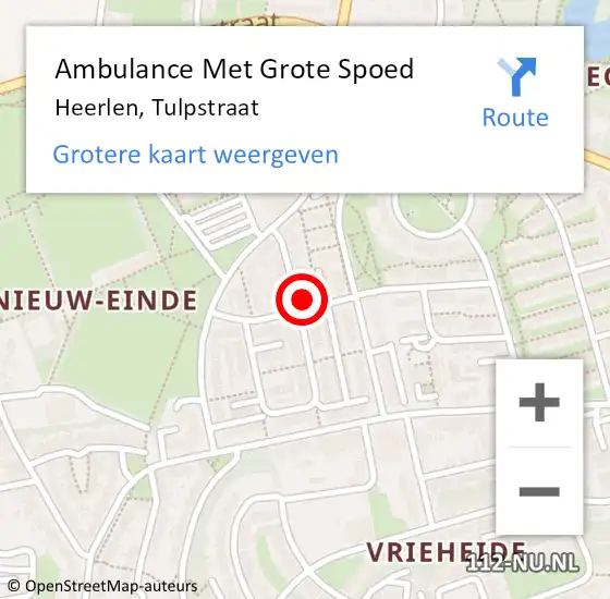 Locatie op kaart van de 112 melding: Ambulance Met Grote Spoed Naar Heerlen, Tulpstraat op 11 oktober 2021 15:04