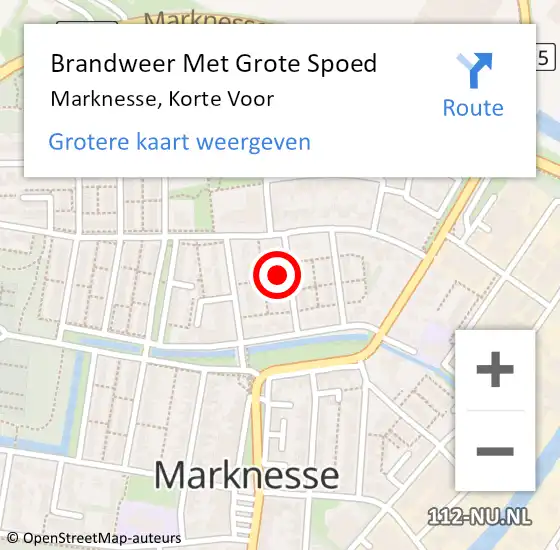 Locatie op kaart van de 112 melding: Brandweer Met Grote Spoed Naar Marknesse, Korte Voor op 11 oktober 2021 15:11