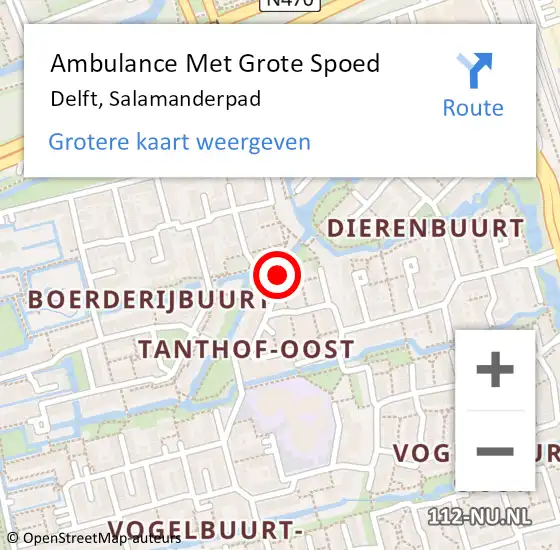 Locatie op kaart van de 112 melding: Ambulance Met Grote Spoed Naar Delft, Salamanderpad op 11 oktober 2021 15:25