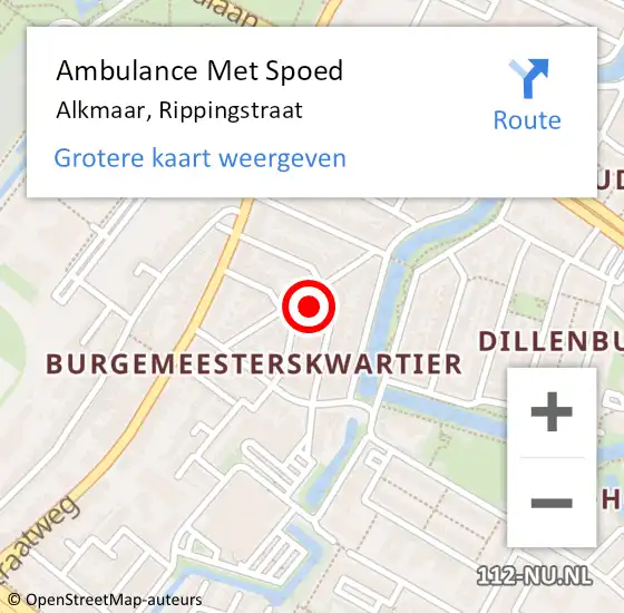 Locatie op kaart van de 112 melding: Ambulance Met Spoed Naar Alkmaar, Rippingstraat op 11 oktober 2021 15:31