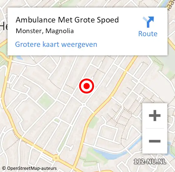 Locatie op kaart van de 112 melding: Ambulance Met Grote Spoed Naar Monster, Magnolia op 11 oktober 2021 16:06