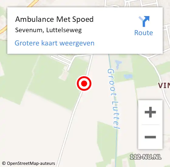 Locatie op kaart van de 112 melding: Ambulance Met Spoed Naar Sevenum, Luttelseweg op 6 oktober 2013 10:14