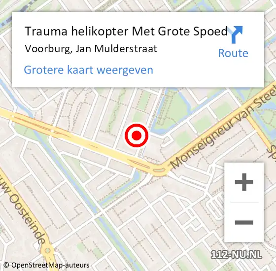 Locatie op kaart van de 112 melding: Trauma helikopter Met Grote Spoed Naar Voorburg, Jan Mulderstraat op 11 oktober 2021 16:12