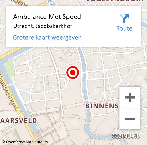 Locatie op kaart van de 112 melding: Ambulance Met Spoed Naar Utrecht, Jacobskerkhof op 25 juni 2014 18:20