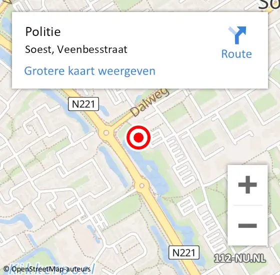 Locatie op kaart van de 112 melding: Politie Soest, Veenbesstraat op 11 oktober 2021 16:24