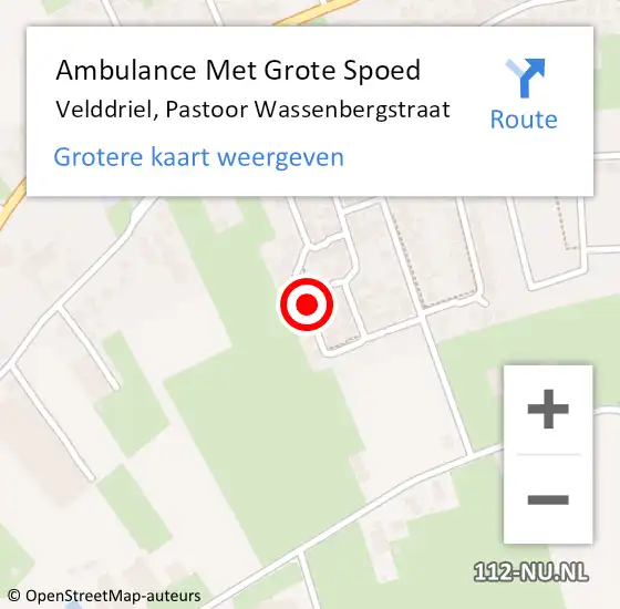 Locatie op kaart van de 112 melding: Ambulance Met Grote Spoed Naar Velddriel, Pastoor Wassenbergstraat op 11 oktober 2021 16:32