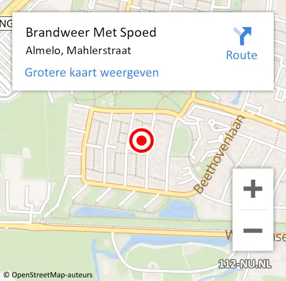 Locatie op kaart van de 112 melding: Brandweer Met Spoed Naar Almelo, Mahlerstraat op 11 oktober 2021 16:42