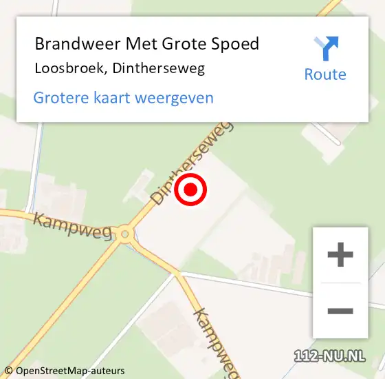 Locatie op kaart van de 112 melding: Brandweer Met Grote Spoed Naar Loosbroek, Dintherseweg op 11 oktober 2021 16:49