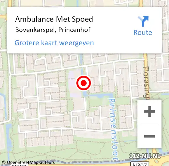 Locatie op kaart van de 112 melding: Ambulance Met Spoed Naar Bovenkarspel, Princenhof op 11 oktober 2021 16:54