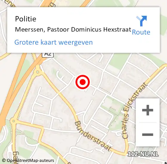 Locatie op kaart van de 112 melding: Politie Meerssen, Pastoor Dominicus Hexstraat op 11 oktober 2021 17:06