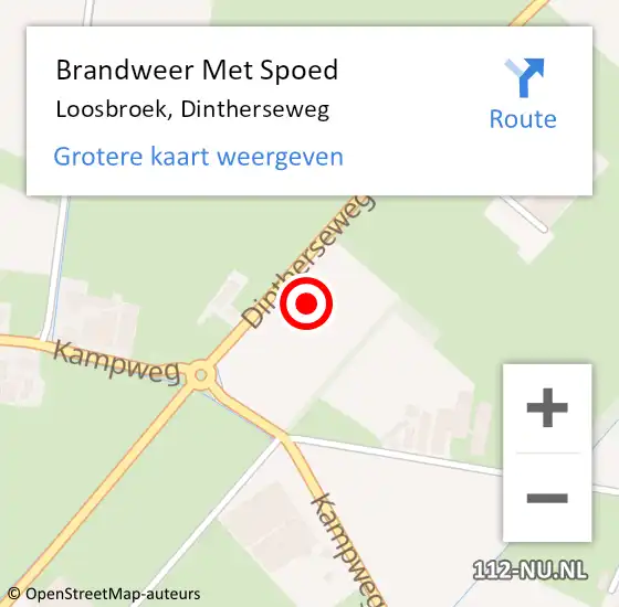 Locatie op kaart van de 112 melding: Brandweer Met Spoed Naar Loosbroek, Dintherseweg op 11 oktober 2021 17:07