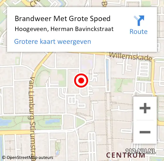 Locatie op kaart van de 112 melding: Brandweer Met Grote Spoed Naar Hoogeveen, Herman Bavinckstraat op 11 oktober 2021 17:21