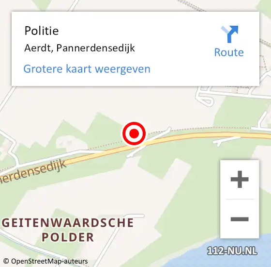 Locatie op kaart van de 112 melding: Politie Aerdt, Pannerdensedijk op 11 oktober 2021 17:45