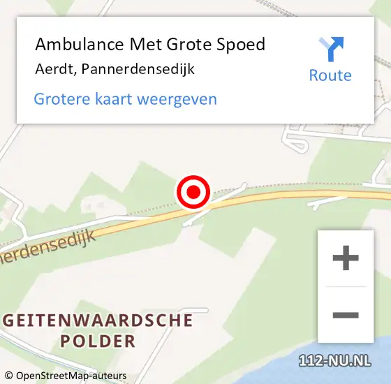 Locatie op kaart van de 112 melding: Ambulance Met Grote Spoed Naar Aerdt, Pannerdensedijk op 11 oktober 2021 17:45