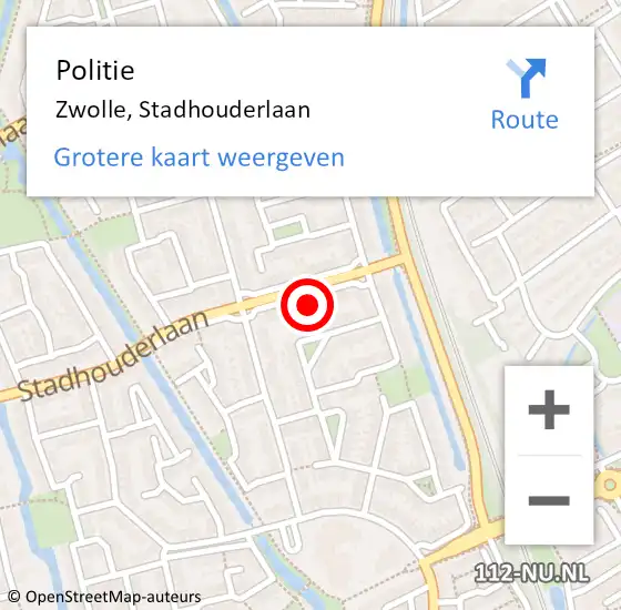 Locatie op kaart van de 112 melding: Politie Zwolle, Stadhouderlaan op 11 oktober 2021 18:13