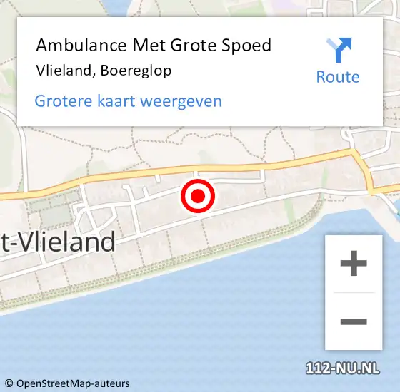 Locatie op kaart van de 112 melding: Ambulance Met Grote Spoed Naar Vlieland, Boereglop op 11 oktober 2021 18:48