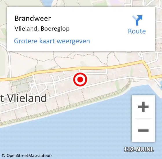 Locatie op kaart van de 112 melding: Brandweer Vlieland, Boereglop op 11 oktober 2021 18:50