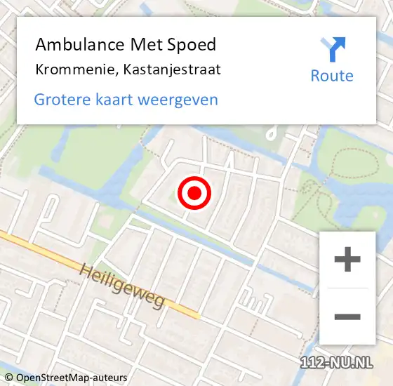 Locatie op kaart van de 112 melding: Ambulance Met Spoed Naar Krommenie, Kastanjestraat op 11 oktober 2021 18:56