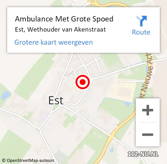 Locatie op kaart van de 112 melding: Ambulance Met Grote Spoed Naar Est, Wethouder van Akenstraat op 11 oktober 2021 18:57