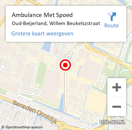 Locatie op kaart van de 112 melding: Ambulance Met Spoed Naar Oud-Beijerland, Willem Beukelszstraat op 11 oktober 2021 19:11