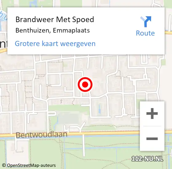 Locatie op kaart van de 112 melding: Brandweer Met Spoed Naar Benthuizen, Emmaplaats op 11 oktober 2021 19:12