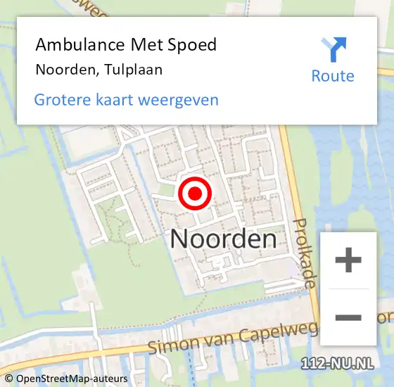 Locatie op kaart van de 112 melding: Ambulance Met Spoed Naar Noorden, Tulplaan op 11 oktober 2021 19:19