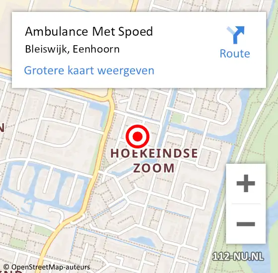 Locatie op kaart van de 112 melding: Ambulance Met Spoed Naar Bleiswijk, Eenhoorn op 11 oktober 2021 19:35