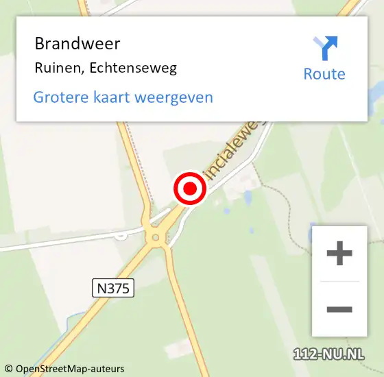 Locatie op kaart van de 112 melding: Brandweer Ruinen, Echtenseweg op 11 oktober 2021 19:46