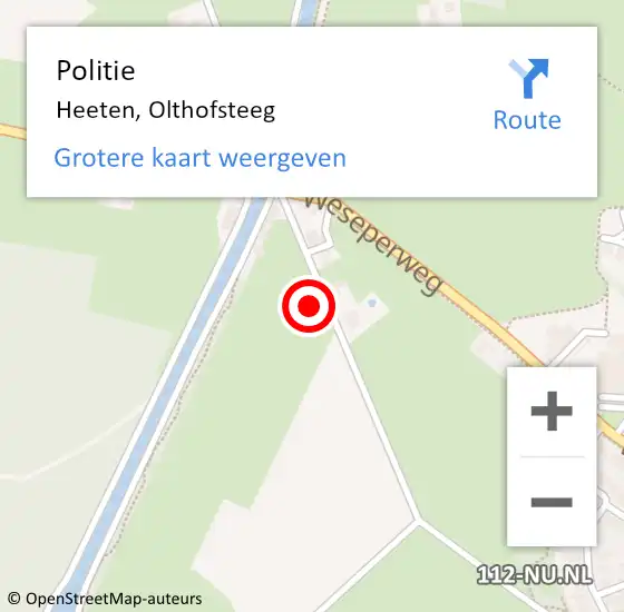 Locatie op kaart van de 112 melding: Politie Heeten, Olthofsteeg op 11 oktober 2021 19:51