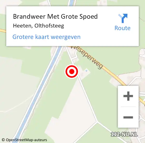 Locatie op kaart van de 112 melding: Brandweer Met Grote Spoed Naar Heeten, Olthofsteeg op 11 oktober 2021 19:52