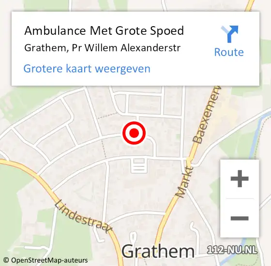 Locatie op kaart van de 112 melding: Ambulance Met Grote Spoed Naar Grathem, Pr Willem Alexanderstr op 11 oktober 2021 20:16