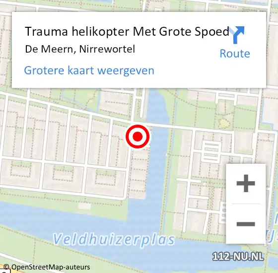 Locatie op kaart van de 112 melding: Trauma helikopter Met Grote Spoed Naar De Meern, Nirrewortel op 11 oktober 2021 20:26