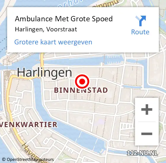 Locatie op kaart van de 112 melding: Ambulance Met Grote Spoed Naar Harlingen, Voorstraat op 25 juni 2014 18:47