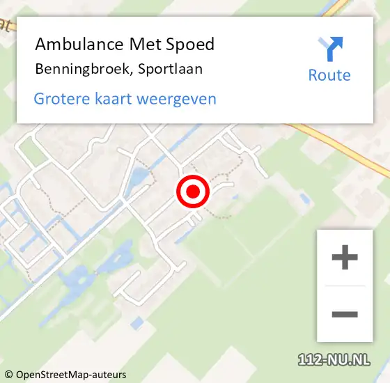 Locatie op kaart van de 112 melding: Ambulance Met Spoed Naar Benningbroek, Sportlaan op 11 oktober 2021 22:42