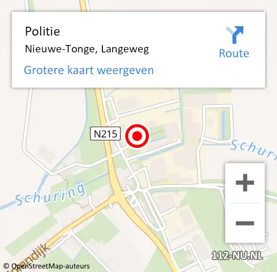 Locatie op kaart van de 112 melding: Politie Nieuwe-Tonge, Langeweg op 11 oktober 2021 22:48