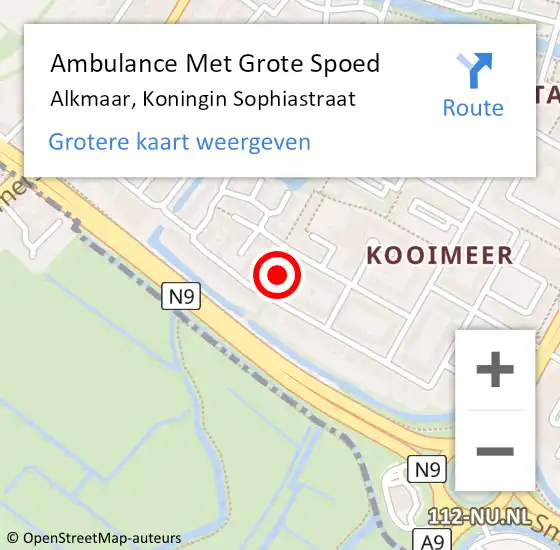 Locatie op kaart van de 112 melding: Ambulance Met Grote Spoed Naar Alkmaar, Koningin Sophiastraat op 11 oktober 2021 23:29